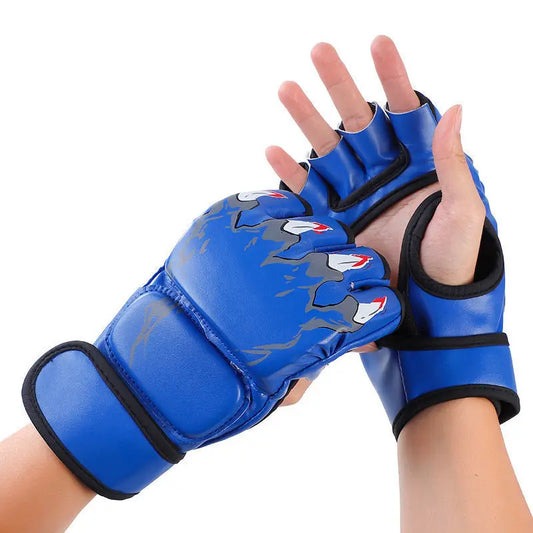 Thick Boxing Gloves MMA Gloves Half Finger Sanda Taekwondo Fight MMA Adult Sandbag Gloves Professional TKD Training Equipment