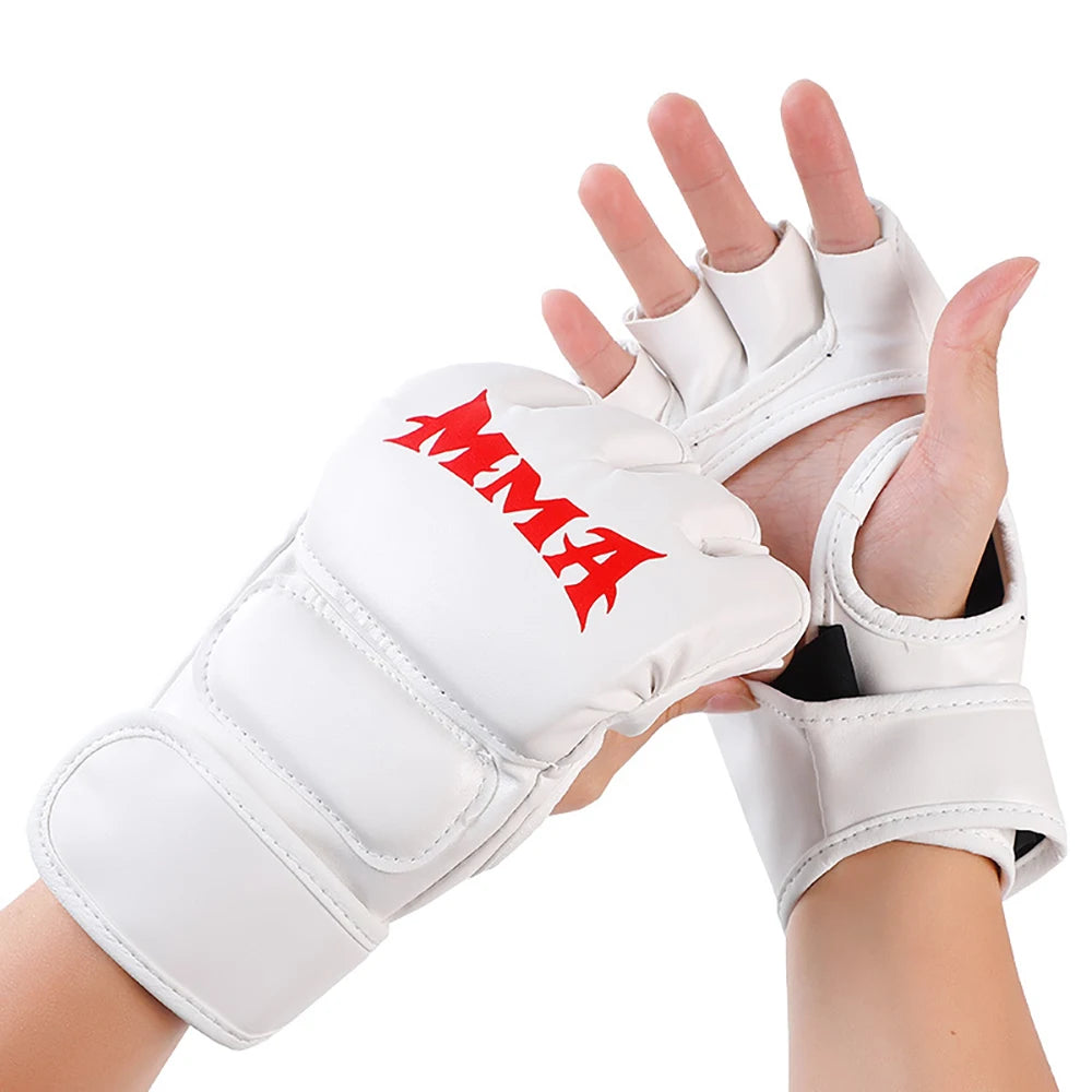 Thick Boxing Gloves MMA Gloves Half Finger Sanda Taekwondo Fight MMA Adult Sandbag Gloves Professional TKD Training Equipment