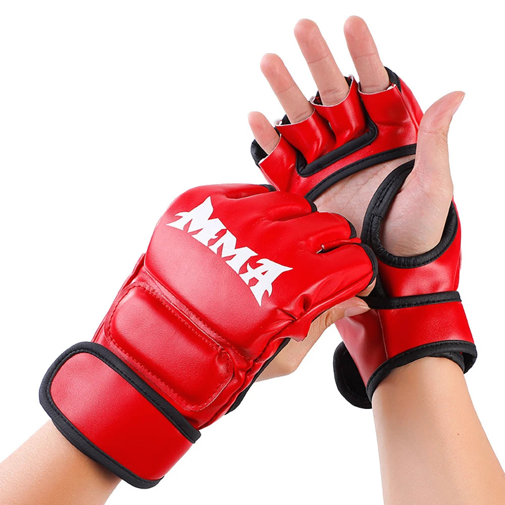 Thick Boxing Gloves MMA Gloves Half Finger Sanda Taekwondo Fight MMA Adult Sandbag Gloves Professional TKD Training Equipment